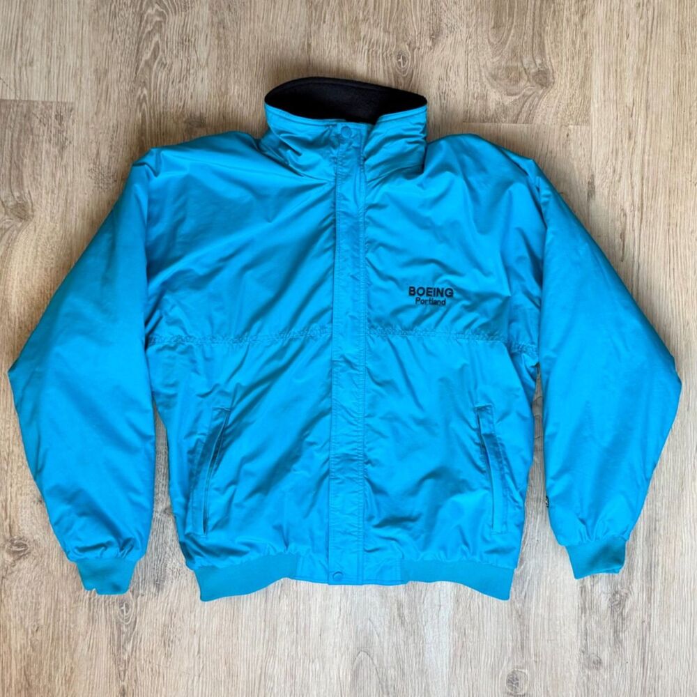 Helly Hansen Boeing Portland Windbreaker Jacket Blue Large Fleece Lined Korea